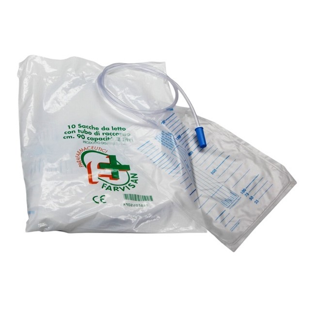 Farvisan Sacca Per Urina Letto Monouso Non Sterile 2000 Ml Tubo 90 Cmvalvola Antireflusso Senza Rubinetto Di Scarico Farvisan Sacca Per Urina Letto Monouso Non Sterile 2000 Ml Tubo 90 Cmvalvola Antireflusso Senza Rubinetto Di Scarico