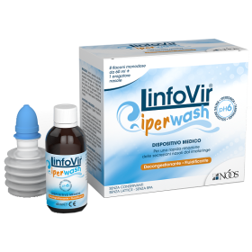 Linfovir Iperwash Soluzione Salina Ipertonica Tamponata 8 Flaconi Da 60 Ml + 1 Erogatore Nasale
