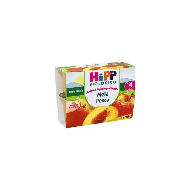 Hipp Bio Frutta Grattuggiata Mela Pesca 4x100 G Hipp Bio Frutta Grattuggiata Mela Pesca 4x100 G