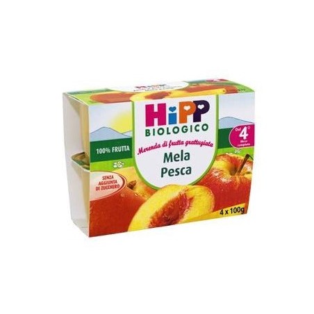 Hipp Bio Frutta Grattuggiata Mela Pesca 4x100 G