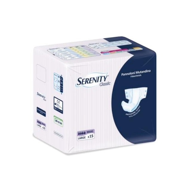 Pannolone Per Incontinenza A Mutandina Serenity Classic Formato Maxi Taglia Large 15 Pezzi Pannolone Per Incontinenza A Mutandina Serenity Classic Formato Maxi Taglia Large 15 Pezzi