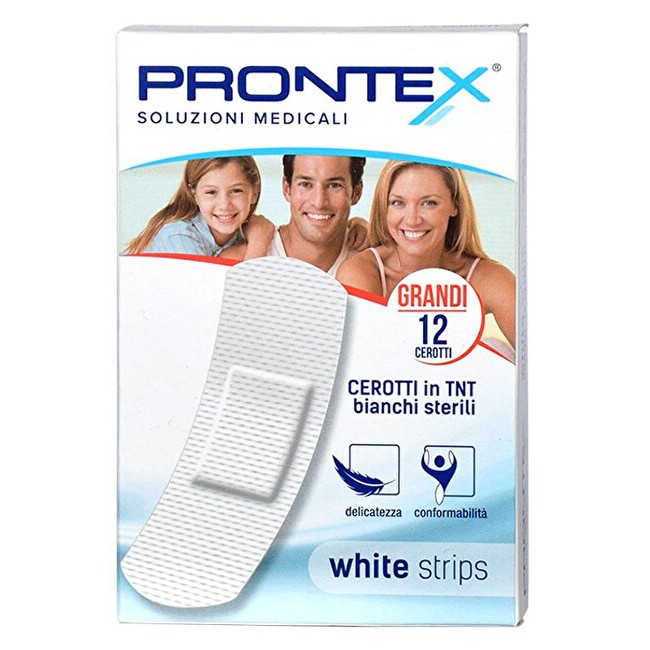 Safety Cerotto Prontex White Strips In Tessuto Non Tessuto Bianco Sterile Scatola 12 Cerotti Grandi Safety Cerotto Prontex White Strips In Tessuto Non Tessuto Bianco Sterile Scatola 12 Cerotti Grandi