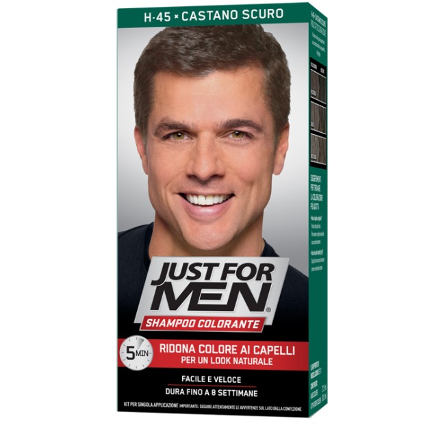 Combe Just For Men Shampoo Colorante H45 Castano Scuro Attivatore Chiaro 38,5 Ml + Base Colore 27,5 Ml Combe Just For Men Shampoo Colorante H45 Castano Scuro Attivatore Chiaro 38,5 Ml + Base Colore 27,5 Ml