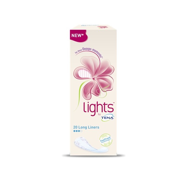 Salvaslip lungo lights by tena long 20 pezzi Salvaslip lungo lights by tena long 20 pezzi