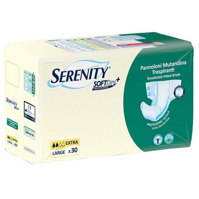 Pannolone Mutandina Per Incontinenza Serenity Softdry+ Extra Taglia Large 30 Pezzi Pannolone Mutandina Per Incontinenza Serenity Softdry+ Extra Taglia Large 30 Pezzi