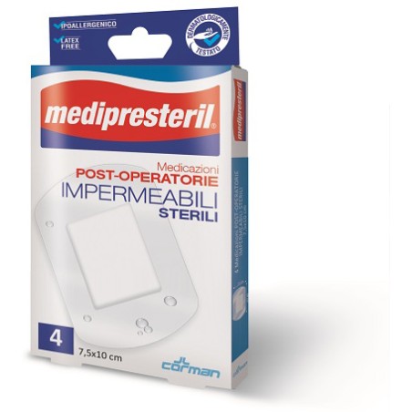 Corman Medicazione Post Operatoria Medipresteril Impermeabile 10x15cm 4 Pezzi