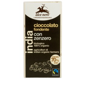 Alce Nero Tavoletta Di Cioccolato Fondente Bio Con Zenzero Dell'ecuador Fairtrade 50 G