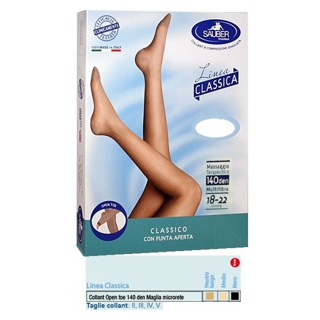 Desa Pharma Sauber Collant Open Toe Maglia Microrete 140 Den Colore Neutro Beige 5 Linea Classica