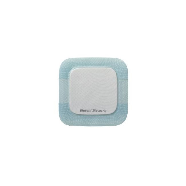 Coloplast Medicazione Biatain In Schiuma Di Poliuretano A Rilascio Di Argento Con Bordo Adesivo In Silicone 10x10 Cm 5 Pezzi