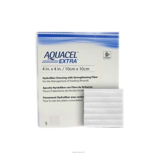 Convatec Medicazione In Tecnologia Hydrofiber In Carbossimetilcellulosa Sodica E Cellulosa Rigenerata Aquacel Extra 10x10 Cm 5 P