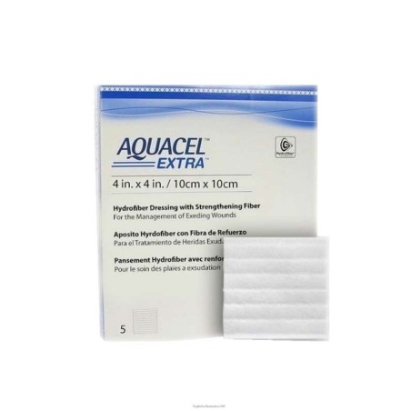 Convatec Medicazione In Tecnologia Hydrofiber In Carbossimetilcellulosa Sodica E Cellulosa Rigenerata Aquacel Extra 10x10 Cm 5 P