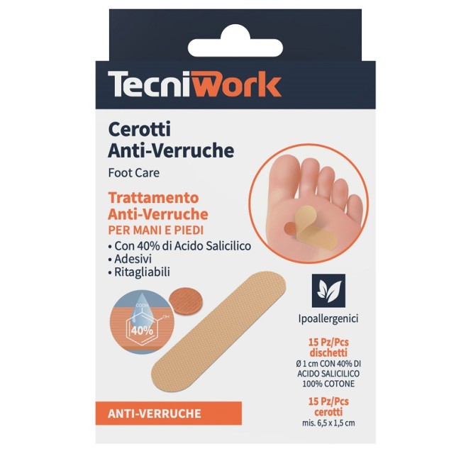 Tecniwork Cerotto Anti Verruche Piedi 15 + 15 Pezzi Tecniwork Cerotto Anti Verruche Piedi 15 + 15 Pezzi
