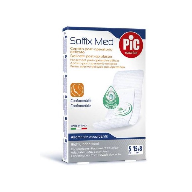 Pikdare Cerotto Pic Soffix Med In Tnt Con Tampone Centrale Assorbente Sterile Monouso 15x8 Cm Antibatterico 5 Pezzi Pikdare Cerotto Pic Soffix Med In Tnt Con Tampone Centrale Assorbente Sterile Monouso 15x8 Cm Antibatterico 5 Pezzi