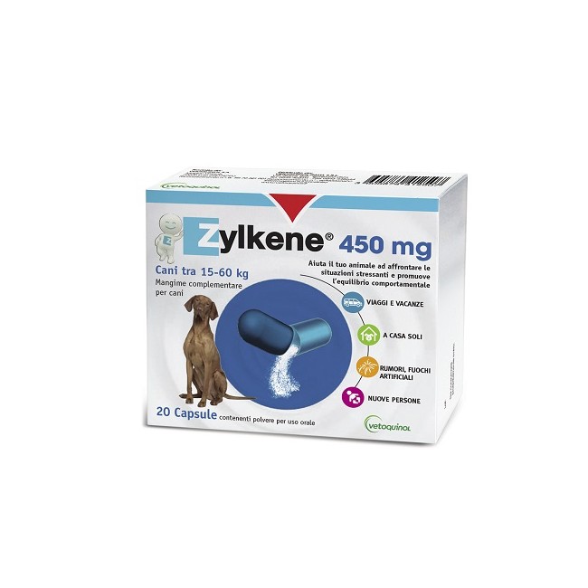 Vetoquinol Zylkene Cani Grossa Taglia 15-60kg 20 Capsule Da 450 Mg Vetoquinol Zylkene Cani Grossa Taglia 15-60kg 20 Capsule Da 450 Mg