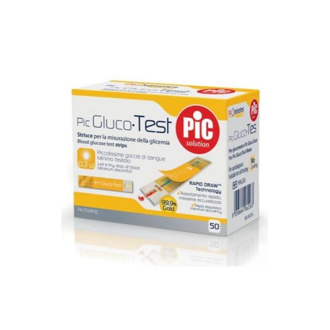Pikdare Strisce Misurazione Glicemia Pic Glucotest 50 Pezzi Pikdare Strisce Misurazione Glicemia Pic Glucotest 50 Pezzi