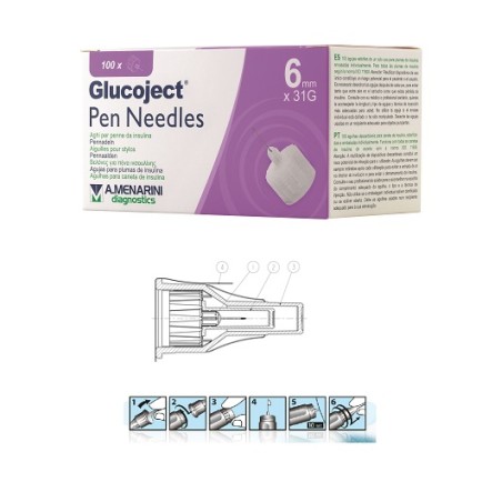 Menarini Ago Per Penna Da Insulina Glucoject Lunghezza 6 Mm Gauge 31 100 Pezzi Menarini Ago Per Penna Da Insulina Glucoject Lunghezza 6 Mm Gauge 31 100 Pezzi