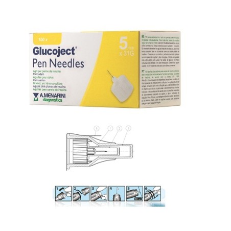Menarini Ago Per Penna Da Insulina Glucoject Lunghezza 5 Mm Gauge 31 100 Pezzi Menarini Ago Per Penna Da Insulina Glucoject Lunghezza 5 Mm Gauge 31 100 Pezzi