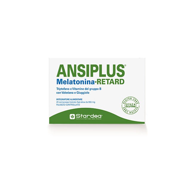 Ansiplus retard melatonina 20 compresse bistrato fast slow 955 mg