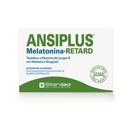 Ansiplus retard melatonina 20 compresse bistrato fast slow 955 mg Ansiplus retard melatonina 20 compresse bistrato fast slow 955 mg