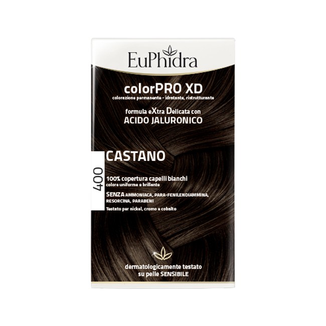 Zeta Farmaceutici Euphidra Colorpro Xd 400 Castano Gel Colorante Capelli In Flacone + Attivante + Balsamo + Guanti