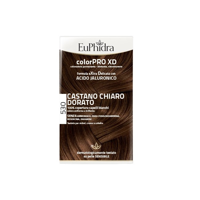 Zeta Farmaceutici Euphidra Colorpro Xd 530 Castano Chiaro Dorato Gel Colorante Capelli In Flacone + Attivante + Balsamo + Guanti
