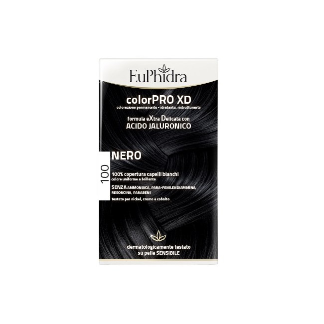Zeta Farmaceutici Euphidra Colorpro Xd 100 Nero Gel Colorante Capelli In Flacone + Attivante + Balsamo + Guanti