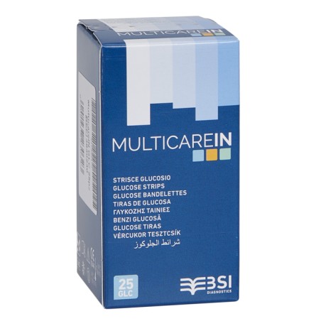 Biochemical System Intern. Strisce Misurazione Glicemia Multicare In Glucosio Elettrodo 25 Pezzi Biochemical System Intern. Strisce Misurazione Glicemia Multicare In Glucosio Elettrodo 25 Pezzi