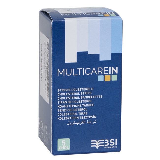 Biochemical System Intern. Test Colesterolemia Multicare In Colesterolo In Strisce Con Aspirazione Capillare 5 Pezzi Biochemical System Intern. Test Colesterolemia Multicare In Colesterolo In Strisce Con Aspirazione Capillare 5 Pezzi