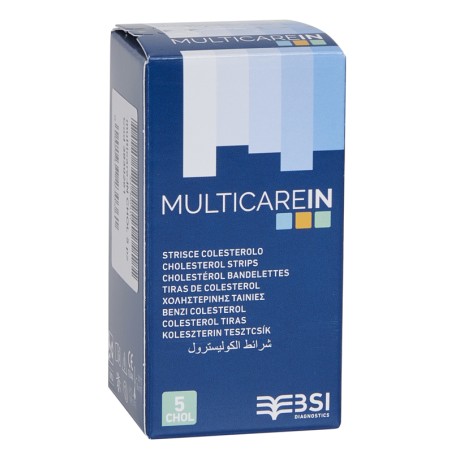 Biochemical System Intern. Test Colesterolemia Multicare In Colesterolo In Strisce Con Aspirazione Capillare 5 Pezzi Biochemical System Intern. Test Colesterolemia Multicare In Colesterolo In Strisce Con Aspirazione Capillare 5 Pezzi