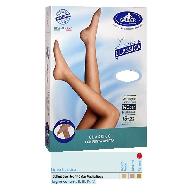 Sauber collant open toe maglia liscia 140 den colore neutro beige taglia 3 linea classica Sauber collant open toe maglia liscia 140 den colore neutro beige taglia 3 linea classica