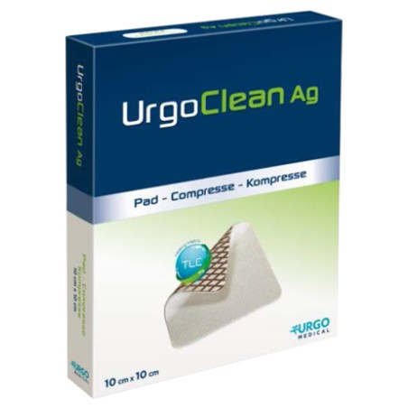 Urgo Medical Medicazione Tnt Assorbente Gelificante Urgoclean Ag/silver 6x6cm 5 Pezzi