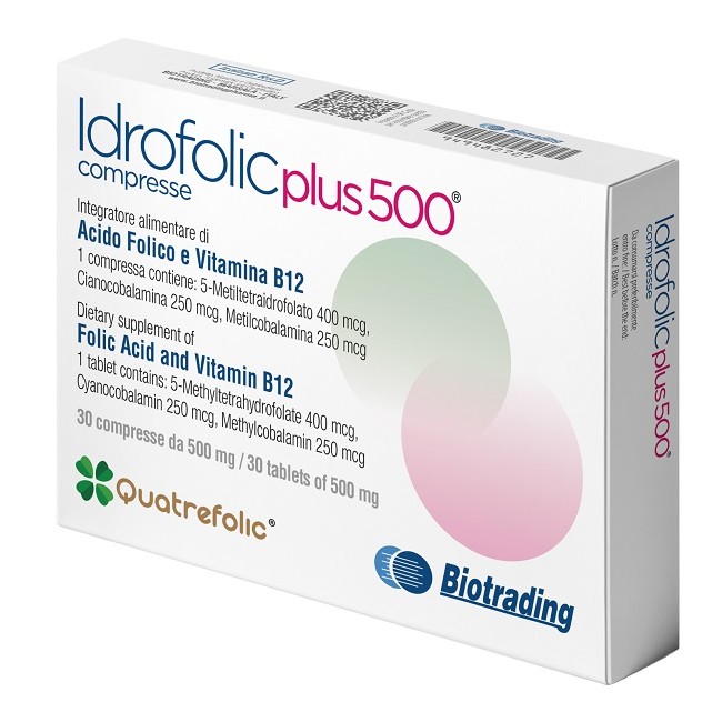 Biotrading Idrofolic Plus 500 30 Compresse Biotrading Idrofolic Plus 500 30 Compresse
