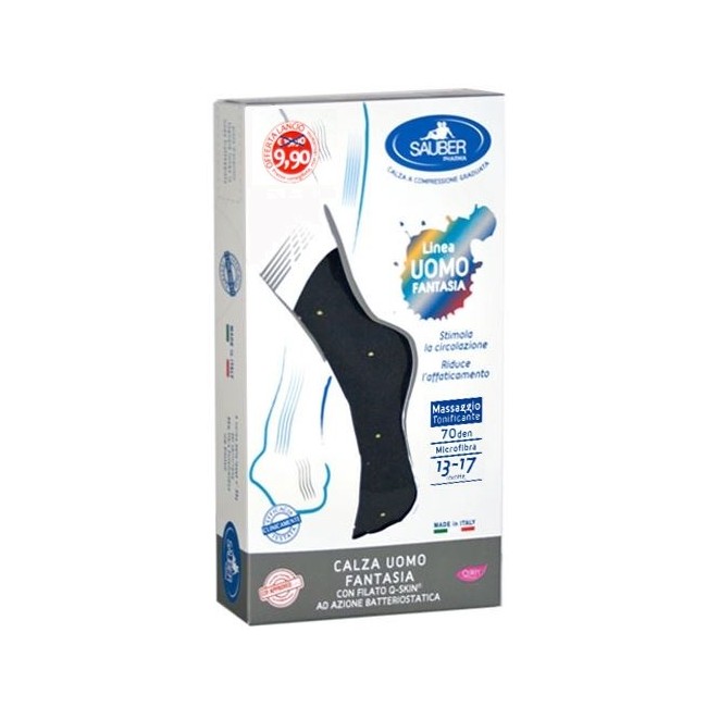 Sauber calza uomo fantasia q-skin 70 den blu pois gialli taglia m promo Sauber calza uomo fantasia q-skin 70 den blu pois gialli taglia m promo