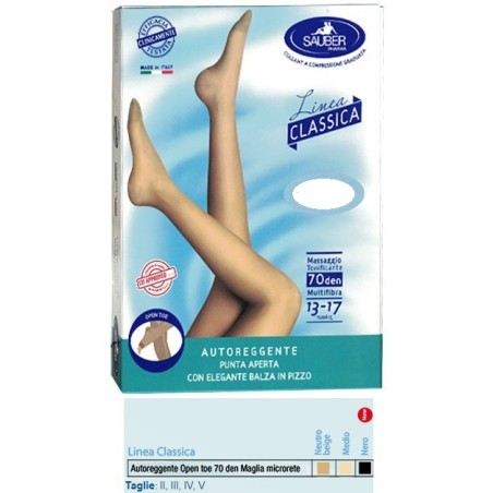 Desa Pharma Sauber Autoreggente Open Toe Maglia Microrete 70 Den Colore Neutro Beige Taglia 2 Linea Classica