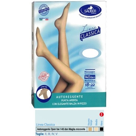 Desa Pharma Sauber Autoreggente Open Toe Maglia Microrete 140 Den Colore Neutro Beige Taglia 4 Linea Classica