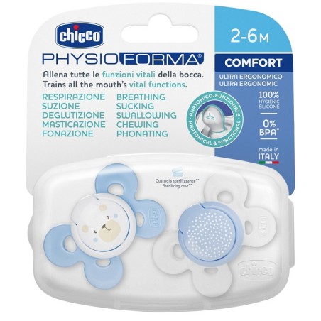 Chicco Succhietto Comfort Boy Silicone 2-6 Mesi 2 Pezzi Chicco Succhietto Comfort Boy Silicone 2-6 Mesi 2 Pezzi
