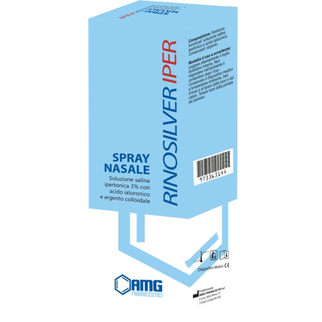 Amg Farmaceutici Rinosilver Soluzione Salina Ipertonica 3% Con Acido Ialuronico E Argento Colloidale Spray Nasale 20 Ml Amg Farmaceutici Rinosilver Soluzione Salina Ipertonica 3% Con Acido Ialuronico E Argento Colloidale Spray Nasale 20 Ml