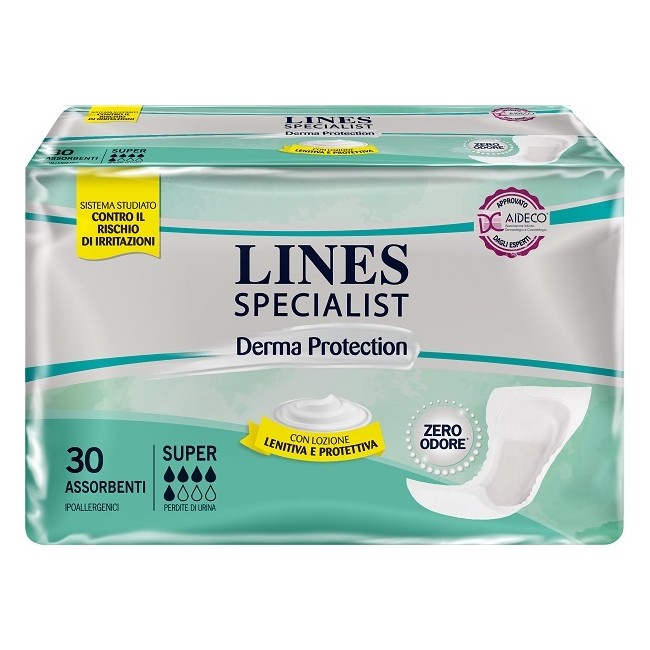 Fater Pannolone Lines Specialist Derma Sagomato Anatomico Super 30 Pezzi Fater Pannolone Lines Specialist Derma Sagomato Anatomico Super 30 Pezzi