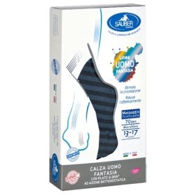 Desa Pharma Sauber Calza Uomo Fantasia Q-skin 70 Den Blu Riga Larga Denim Taglia P