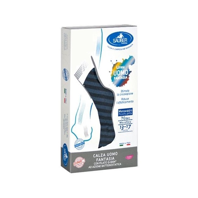 Desa Pharma Sauber Calza Uomo Fantasia Q-skin 70 Den Blu Riga Larga Denim Taglia P Desa Pharma Sauber Calza Uomo Fantasia Q-skin 70 Den Blu Riga Larga Denim Taglia P