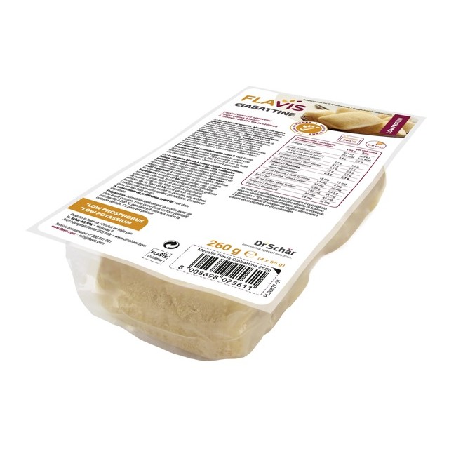 Flavis Ciabattine Panini Bianchi Aproteici 4 Pezzi Da 65 G