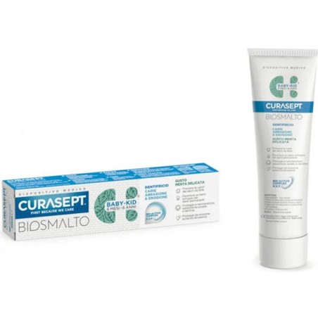 Curasept Biosmalto Dentifricio Baby Kid Menta Carie Abrasione & Erosione 50 Ml