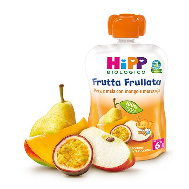 Hipp Bio Frutta Frullata Pera/mela Con Mango E Maracuja 90 G Hipp Bio Frutta Frullata Pera/mela Con Mango E Maracuja 90 G