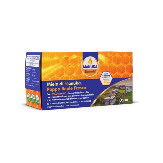 Optima Naturals Manuka Benefit Pappa Reale Manuka Vitamina B6 10 Flaconcini 10 Ml