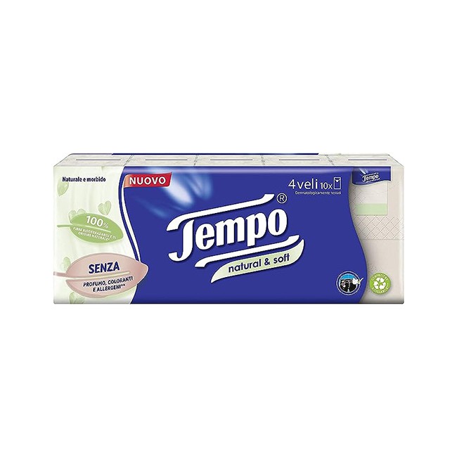 Essity Tempo Fazzoletti Natural&soft 10 Pezzi Da 9 Fazzoletti Essity Tempo Fazzoletti Natural&soft 10 Pezzi Da 9 Fazzoletti