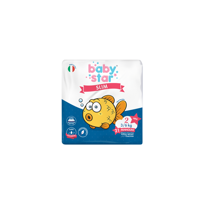 Farvima Medicinali Pannolini Babystar Slim 3/6kg Taglia 2 Mini 21 Pezzi