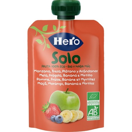 Fater Hero Solo Frutta Frullata 100% Bio Mela Banana Fragola 100 G