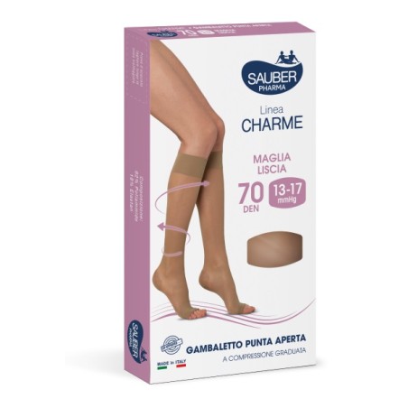 Desa Pharma Sauber Gambaletto Open Toe 70 Denari Maglia Liscia Neutro Beige Taglia 2