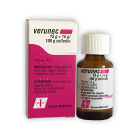 Verunec 15 g + 15 g/100 g Soluzione viscosa (collodio) per la pelle