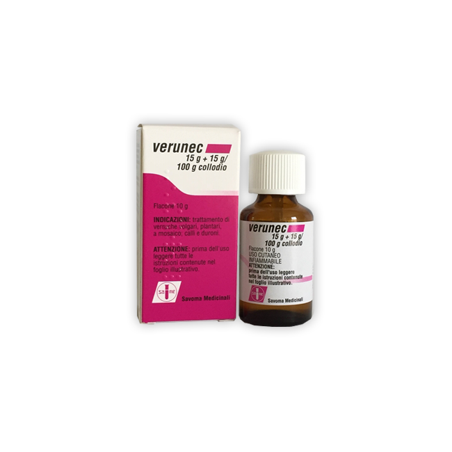 Verunec 15 g + 15 g/100 g Soluzione viscosa (collodio) per la pelle